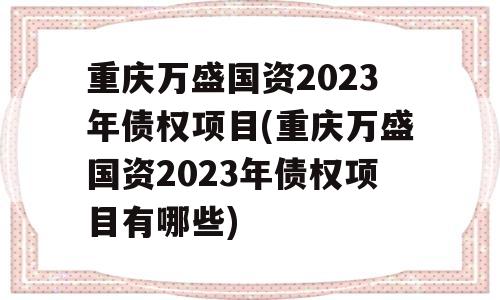 重庆万盛国资2023年债权项目(重庆万盛国资2023年债权项目有哪些)