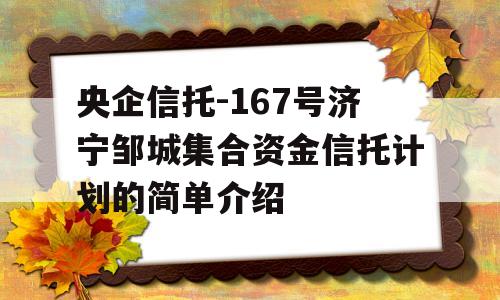 央企信托-167号济宁邹城集合资金信托计划的简单介绍