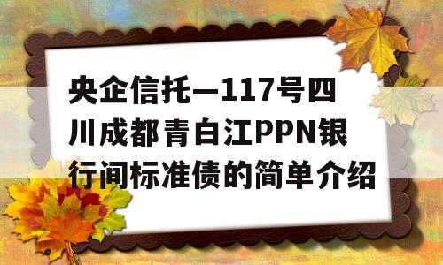 央企信托—117号四川成都青白江PPN银行间标准债的简单介绍