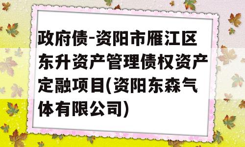 政府债-资阳市雁江区东升资产管理债权资产定融项目(资阳东森气体有限公司)