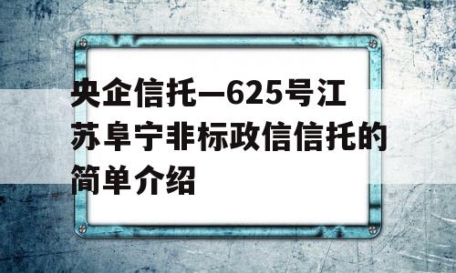 央企信托—625号江苏阜宁非标政信信托的简单介绍