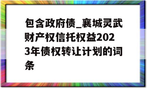 包含政府债_襄城灵武财产权信托权益2023年债权转让计划的词条