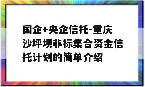 国企+央企信托-重庆沙坪坝非标集合资金信托计划的简单介绍