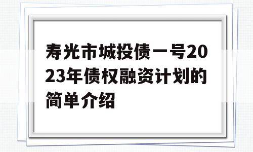 寿光市城投债一号2023年债权融资计划的简单介绍