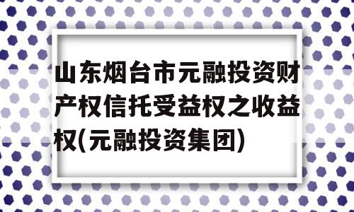 山东烟台市元融投资财产权信托受益权之收益权(元融投资集团)