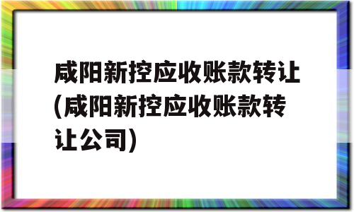 咸阳新控应收账款转让(咸阳新控应收账款转让公司)