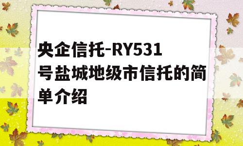 央企信托-RY531号盐城地级市信托的简单介绍