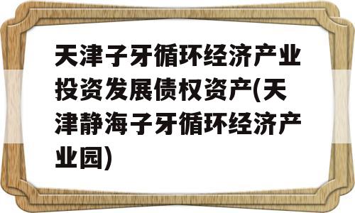 天津子牙循环经济产业投资发展债权资产(天津静海子牙循环经济产业园)