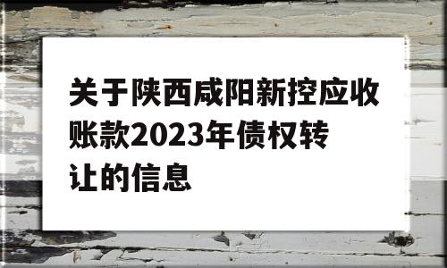 关于陕西咸阳新控应收账款2023年债权转让的信息