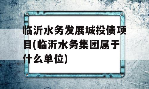 临沂水务发展城投债项目(临沂水务集团属于什么单位)