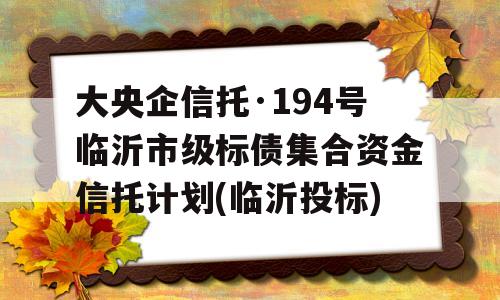 大央企信托·194号临沂市级标债集合资金信托计划(临沂投标)