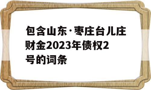 包含山东·枣庄台儿庄财金2023年债权2号的词条