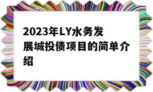 2023年LY水务发展城投债项目的简单介绍