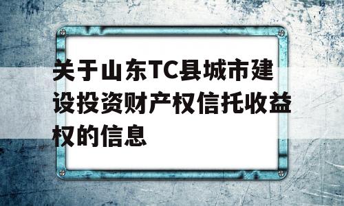 关于山东TC县城市建设投资财产权信托收益权的信息