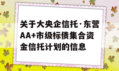 关于大央企信托·东营AA+市级标债集合资金信托计划的信息