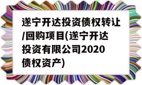 遂宁开达投资债权转让/回购项目(遂宁开达投资有限公司2020债权资产)