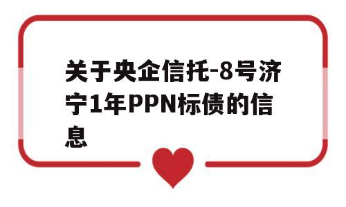 关于央企信托-8号济宁1年PPN标债的信息