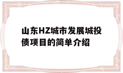 山东HZ城市发展城投债项目的简单介绍