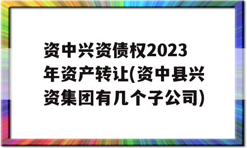 资中兴资债权2023年资产转让(资中县兴资集团有几个子公司)