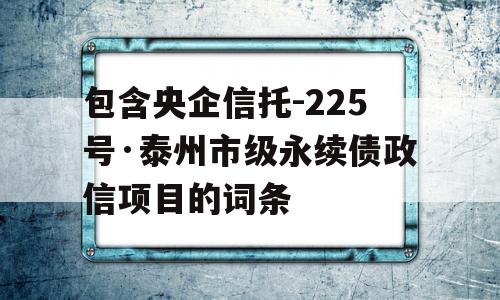 包含央企信托-225号·泰州市级永续债政信项目的词条