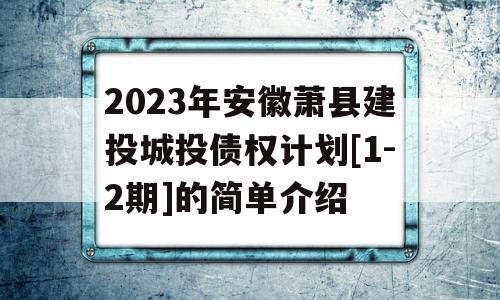 2023年安徽萧县建投城投债权计划[1-2期]的简单介绍