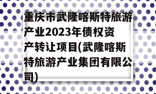 重庆市武隆喀斯特旅游产业2023年债权资产转让项目(武隆喀斯特旅游产业集团有限公司)