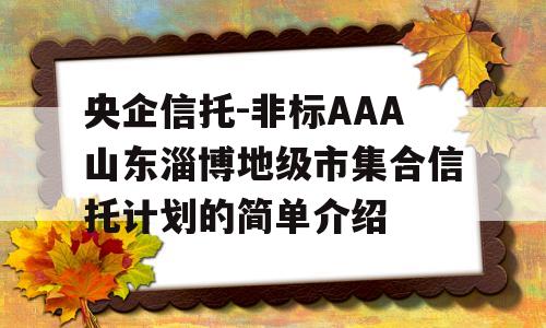 央企信托-非标AAA山东淄博地级市集合信托计划的简单介绍