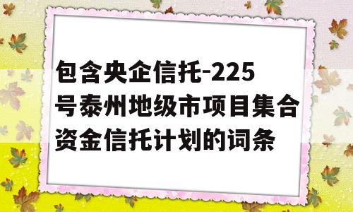 包含央企信托-225号泰州地级市项目集合资金信托计划的词条