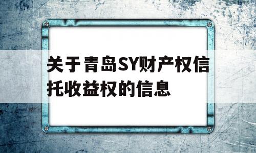 关于青岛SY财产权信托收益权的信息