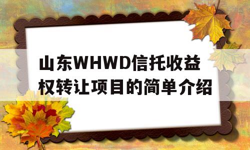 山东WHWD信托收益权转让项目的简单介绍