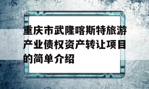 重庆市武隆喀斯特旅游产业债权资产转让项目的简单介绍