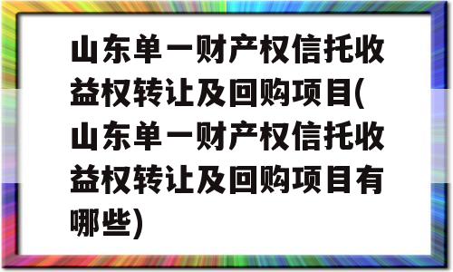 山东单一财产权信托收益权转让及回购项目(山东单一财产权信托收益权转让及回购项目有哪些)