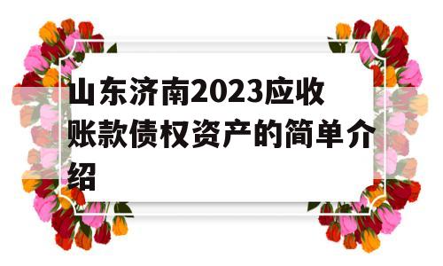 山东济南2023应收账款债权资产的简单介绍