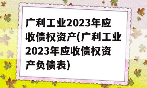 广利工业2023年应收债权资产(广利工业2023年应收债权资产负债表)