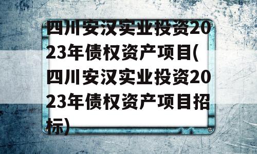 四川安汉实业投资2023年债权资产项目(四川安汉实业投资2023年债权资产项目招标)