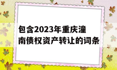 包含2023年重庆潼南债权资产转让的词条