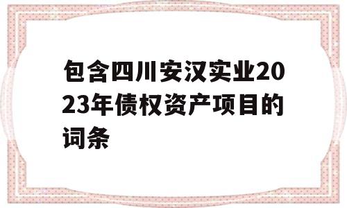 包含四川安汉实业2023年债权资产项目的词条