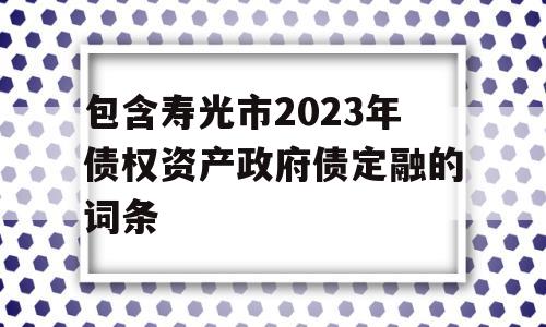 包含寿光市2023年债权资产政府债定融的词条