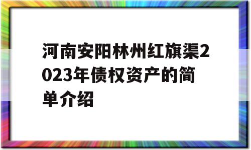 河南安阳林州红旗渠2023年债权资产的简单介绍