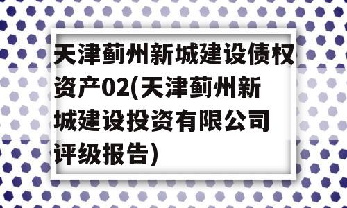 天津蓟州新城建设债权资产02(天津蓟州新城建设投资有限公司 评级报告)