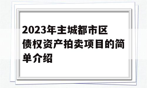 2023年主城都市区债权资产拍卖项目的简单介绍