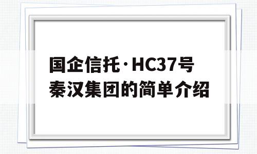 国企信托·HC37号秦汉集团的简单介绍