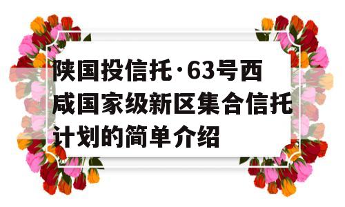 陕国投信托·63号西咸国家级新区集合信托计划的简单介绍