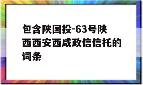 包含陕国投-63号陕西西安西咸政信信托的词条