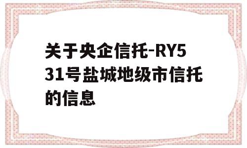 关于央企信托-RY531号盐城地级市信托的信息