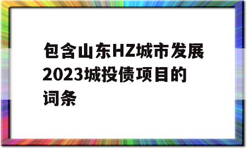 包含山东HZ城市发展2023城投债项目的词条