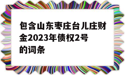 包含山东枣庄台儿庄财金2023年债权2号的词条