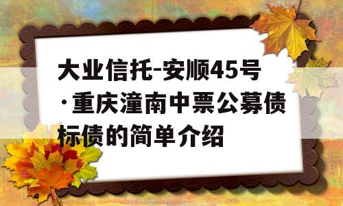 大业信托-安顺45号·重庆潼南中票公募债标债的简单介绍