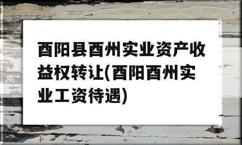 酉阳县酉州实业资产收益权转让(酉阳酉州实业工资待遇)