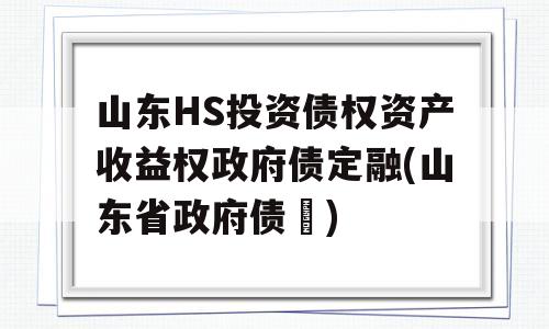 山东HS投资债权资产收益权政府债定融(山东省政府债劵)